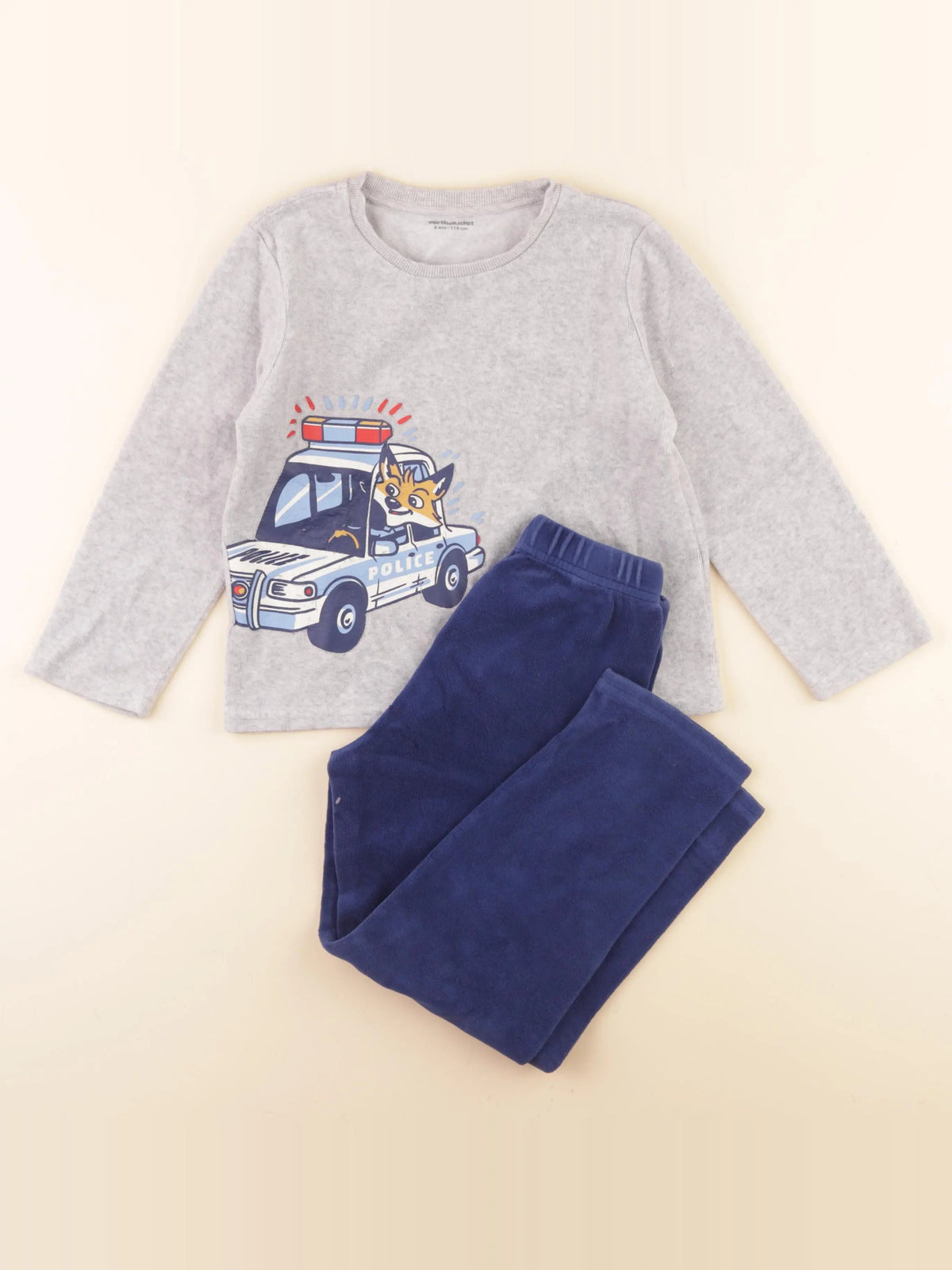 Vertbaudet - pyjama velours gris - 6 ans