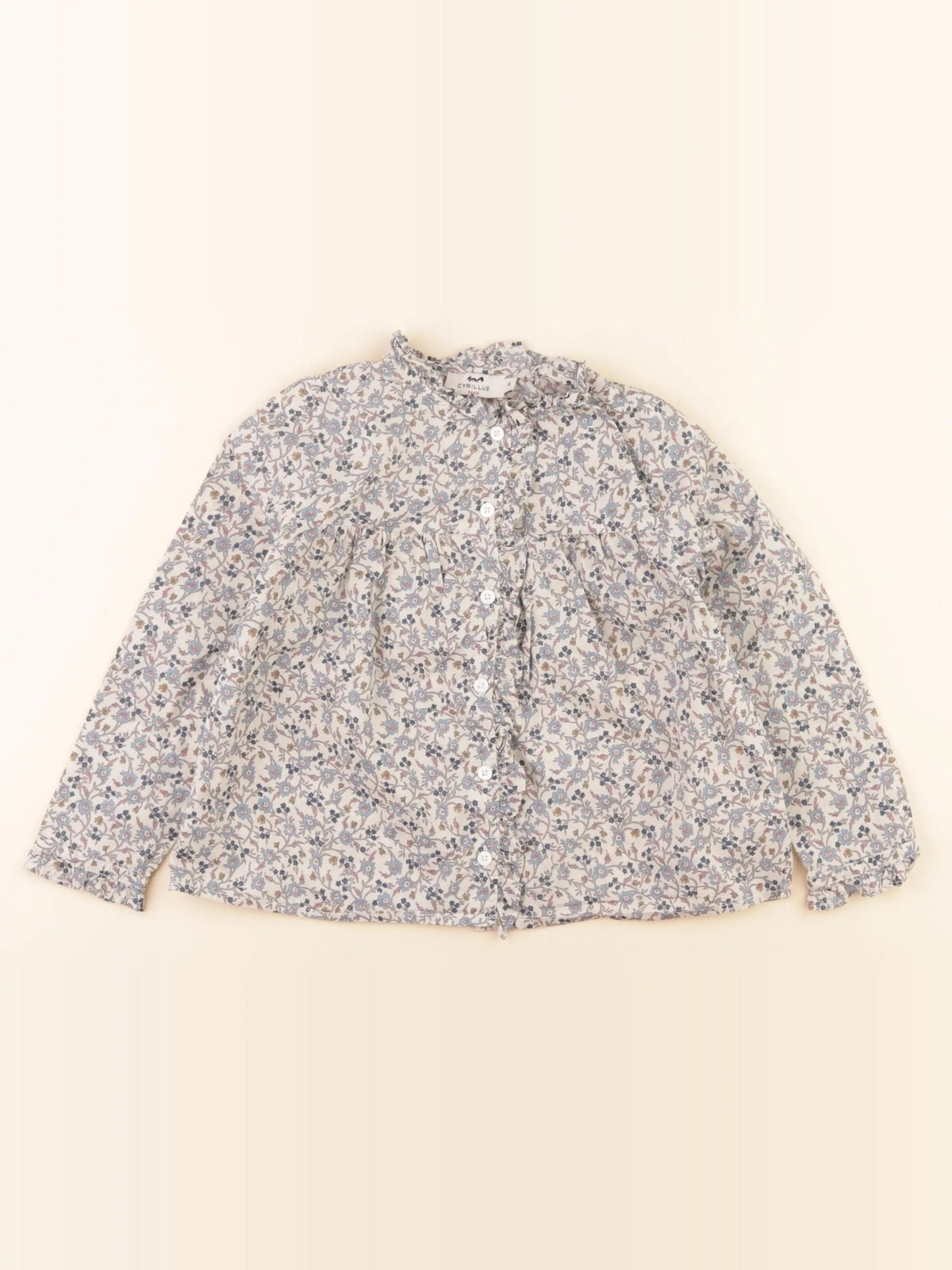 Cyrillus - blouse beige, bleu - 6 ans