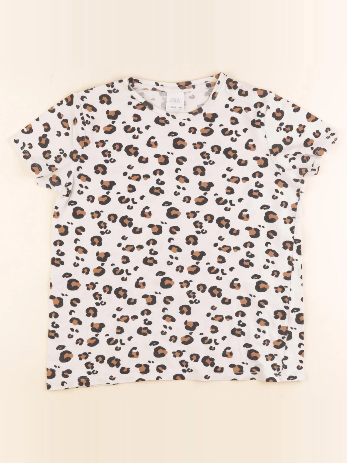 Zara - tee-shirt beige, marron - 11/12 ans