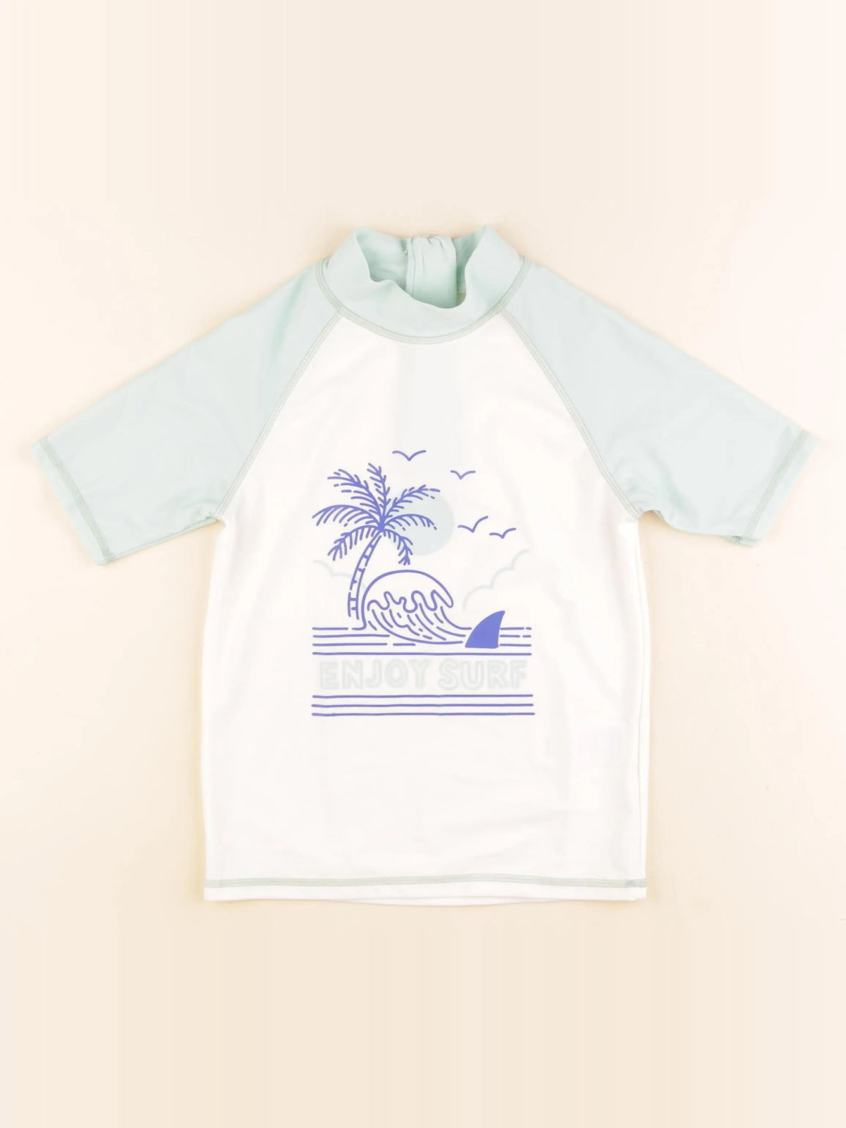 Vertbaudet - tee-shirt de bain vert, blanc - 8 ans