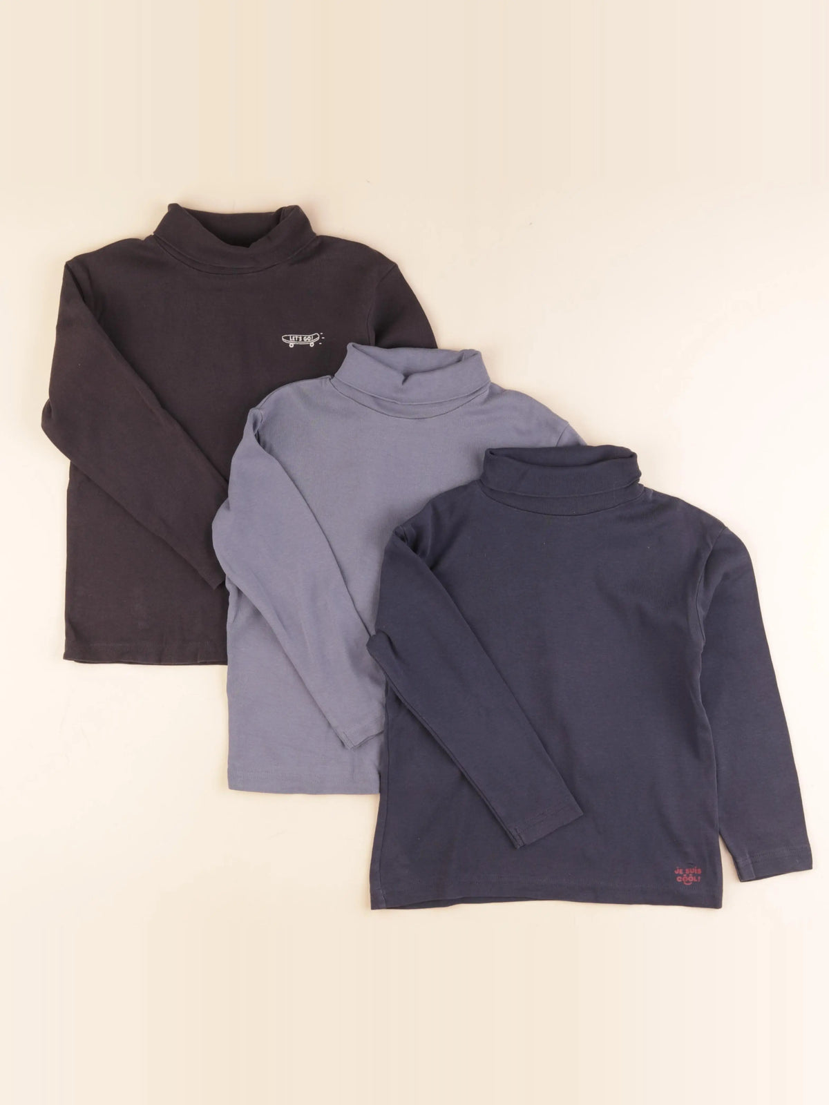 Vertbaudet - lot de 3 sous-pulls bleu - 5 ans