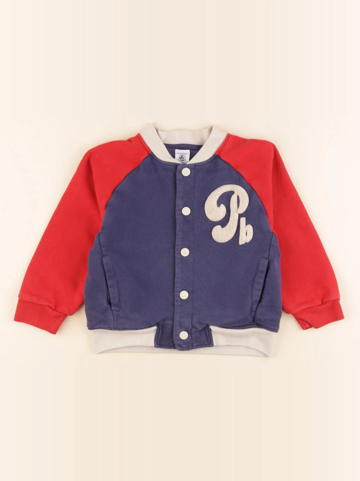 Petit Bateau - sweat bleu, rouge - 4 ans