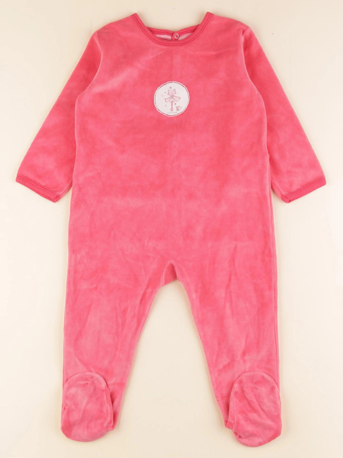 Petit Bateau - pyjama velours rose - 24 mois