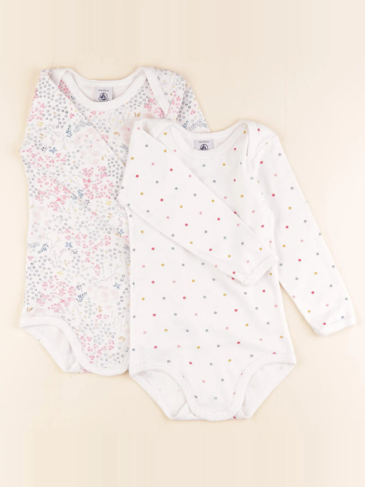 Petit Bateau - lot de 2 bodies en coton blanc - 24 mois