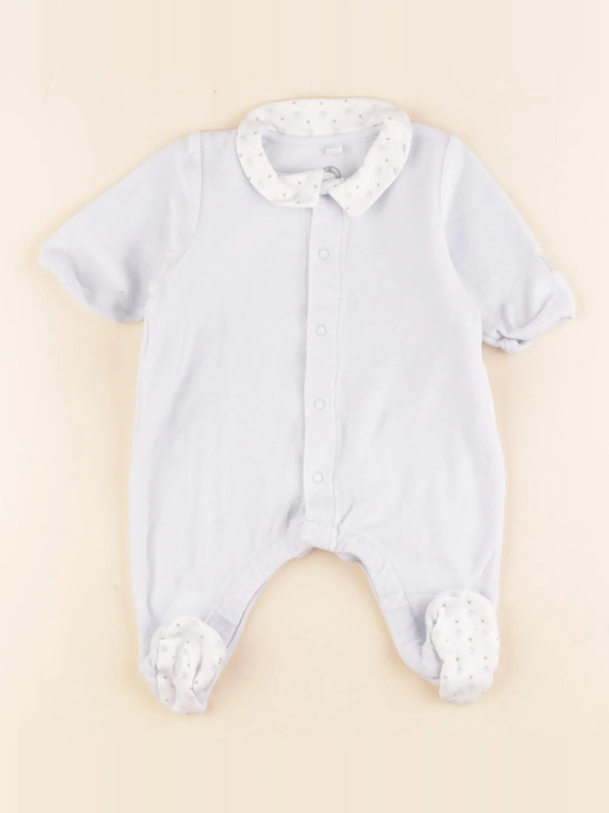 Petit Bateau - pyjama velours bleu, blanc - 3 mois