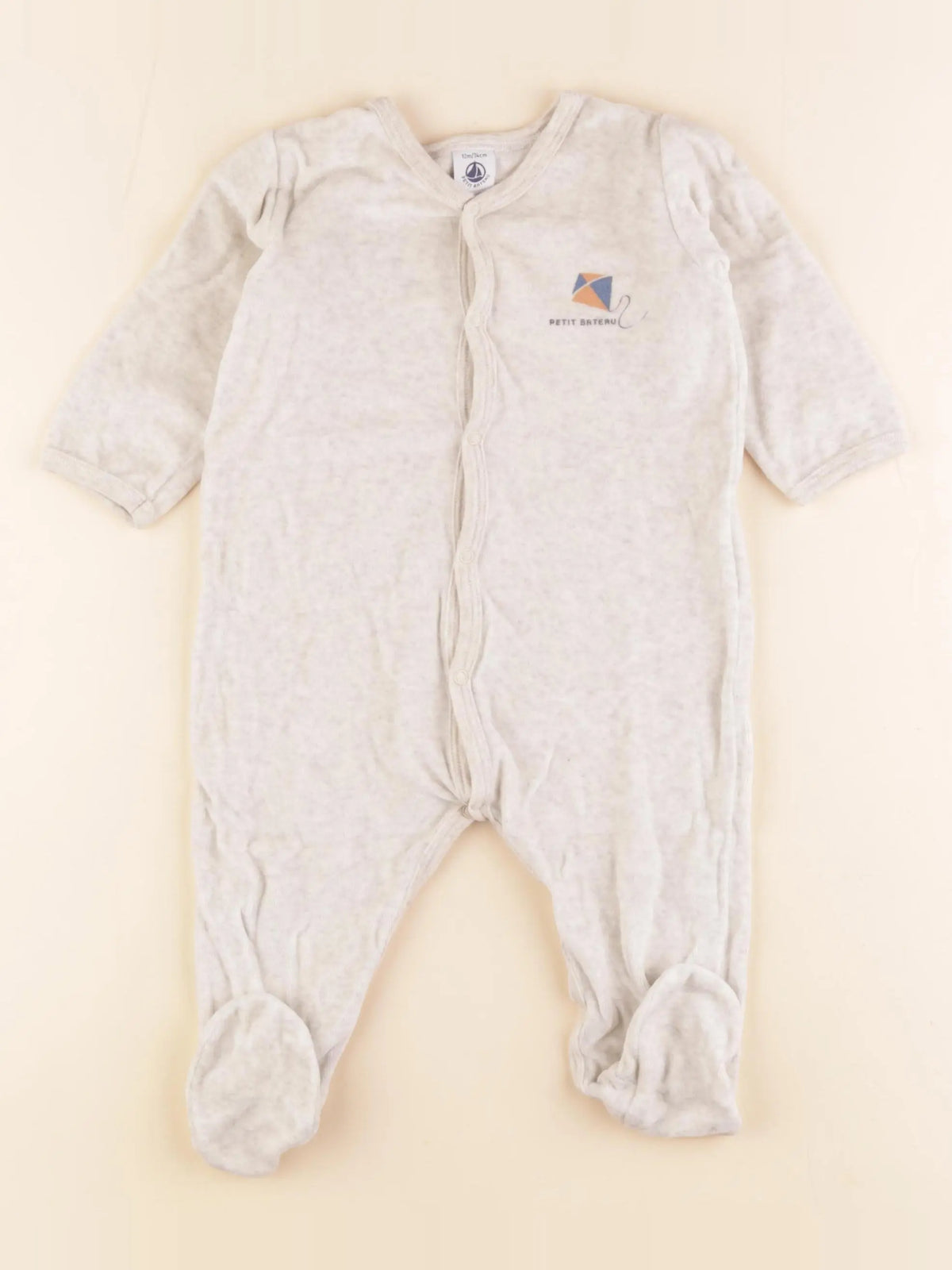 Petit Bateau - pyjama velours beige - 12 mois