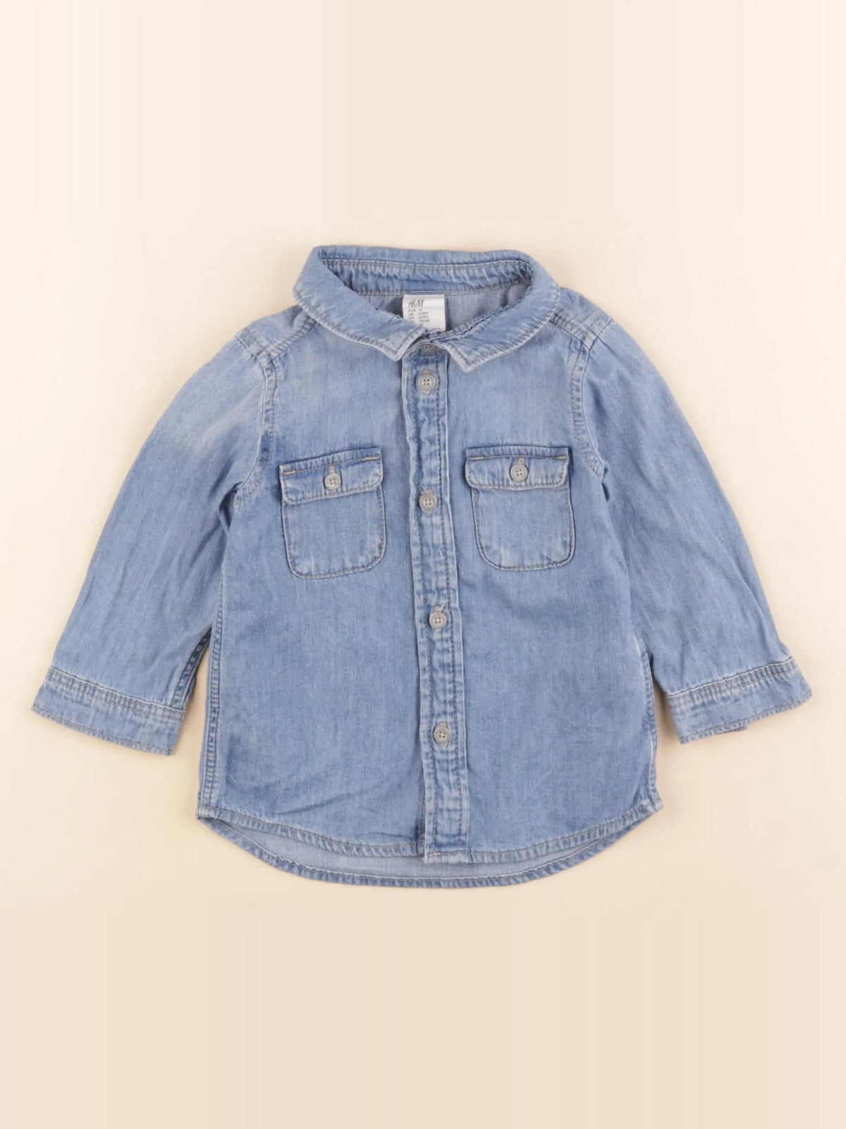 H&M - chemise bleu - 6/9 mois
