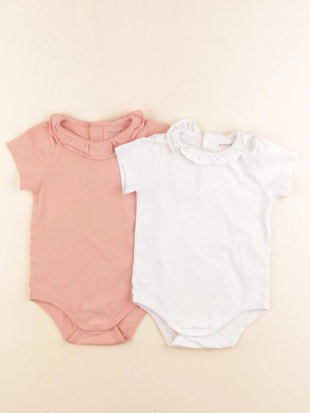 Vertbaudet - lot de 2 bodies en coton blanc, rose - 18 mois