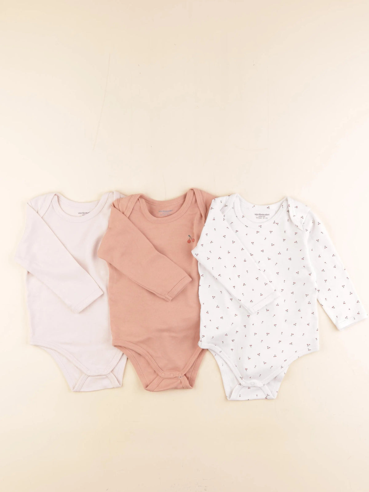 Vertbaudet - lot de 3 bodies en coton rose - 18 mois