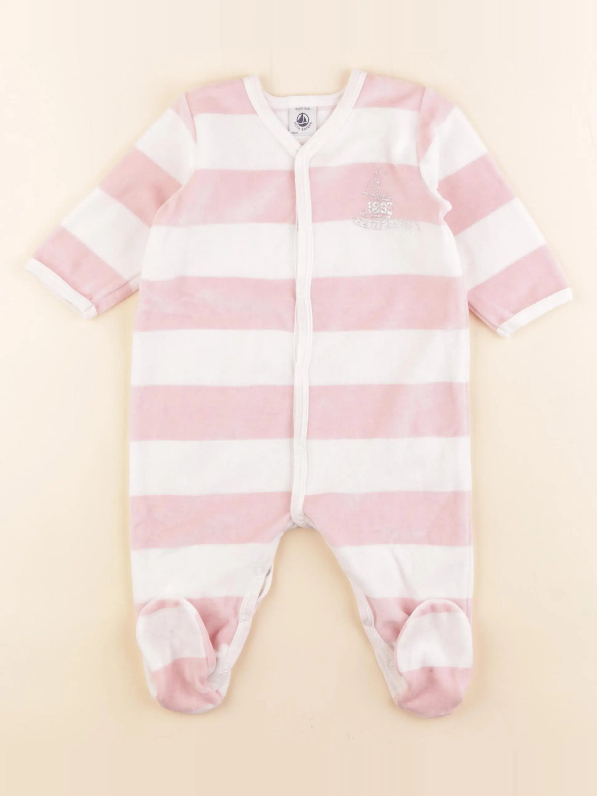 Petit Bateau - pyjama velours rose - 6 mois