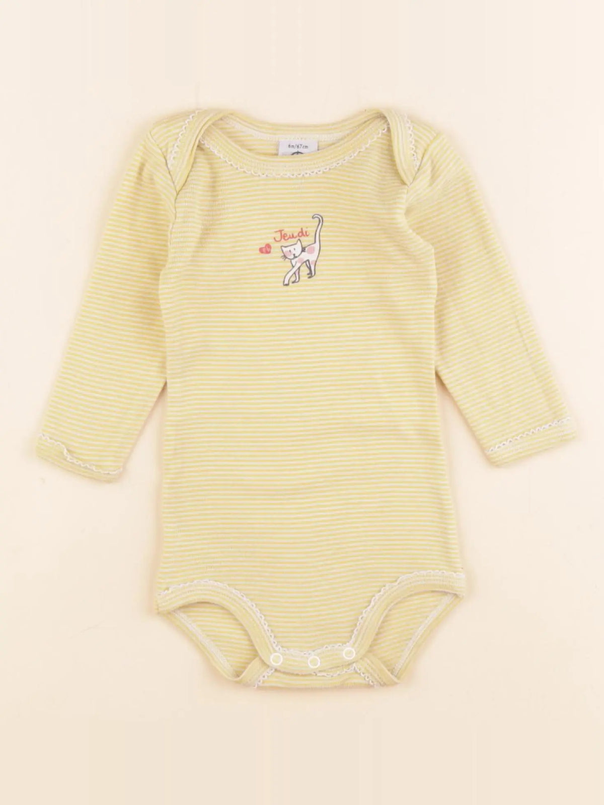 Petit Bateau - body jaune - 6 mois