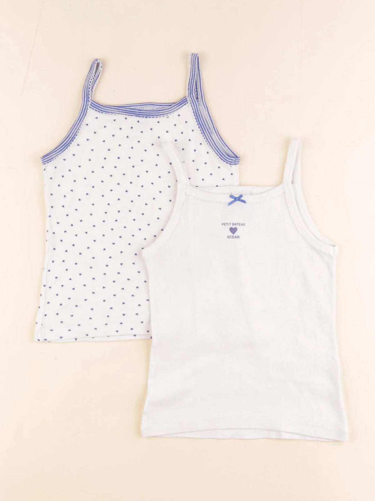 Petit Bateau - lot de 2 maillots de corps blanc, bleu - 3 ans
