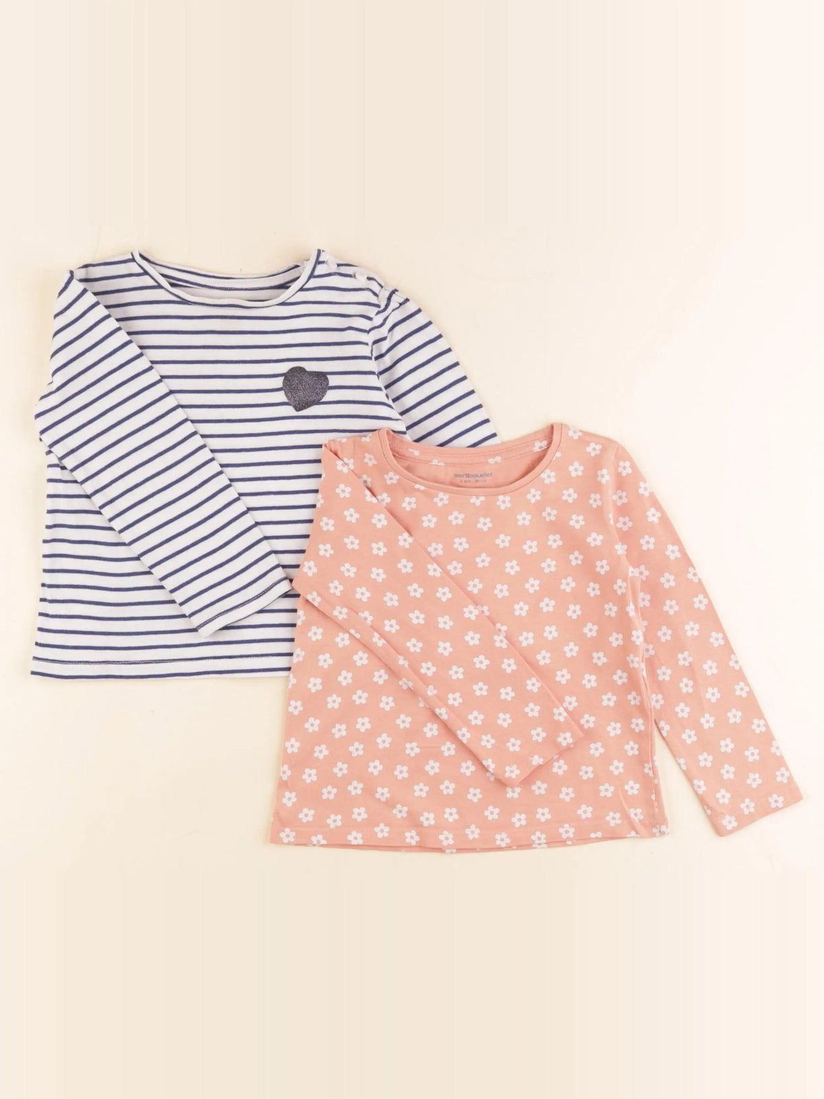 Vertbaudet - lot de 2 tee-shirts multicolore - 24 mois