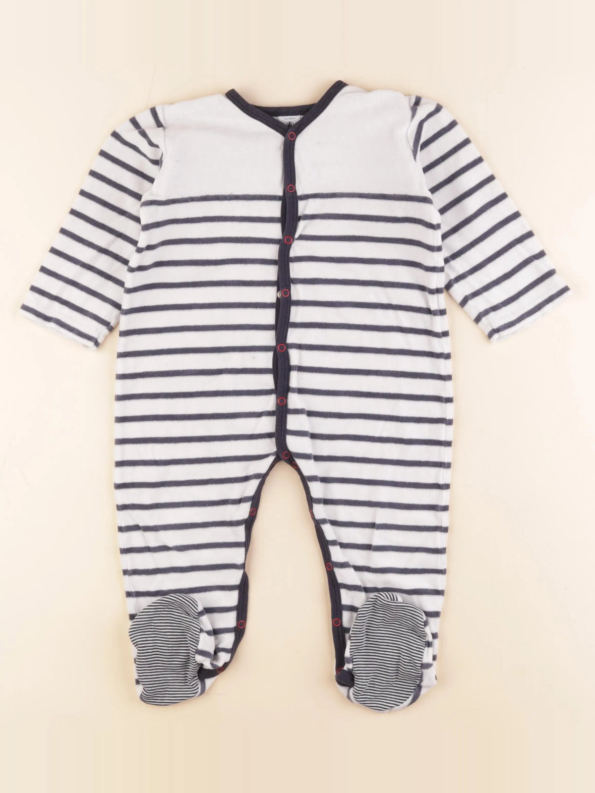 Petit Bateau - pyjama velours bleu, blanc - 24 mois