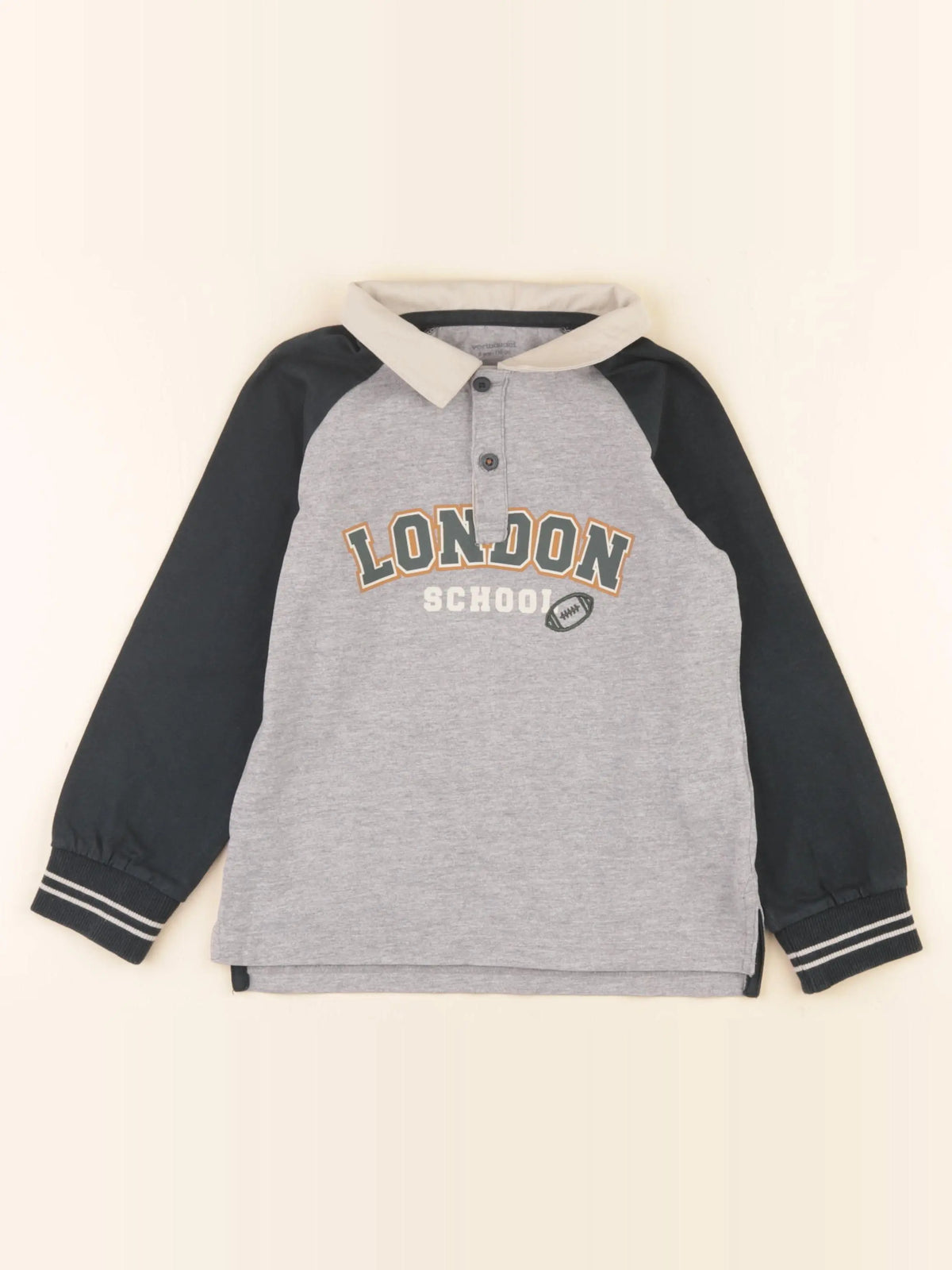 Vertbaudet - polo gris, vert - 6 ans