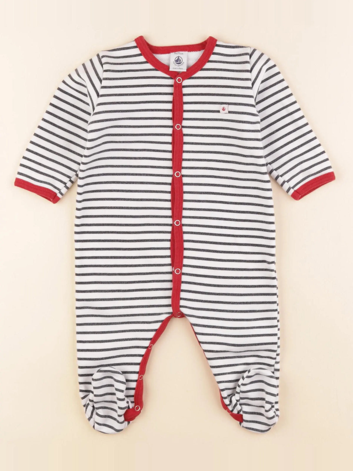 Petit Bateau - pyjama coton noir, rouge - 9 mois