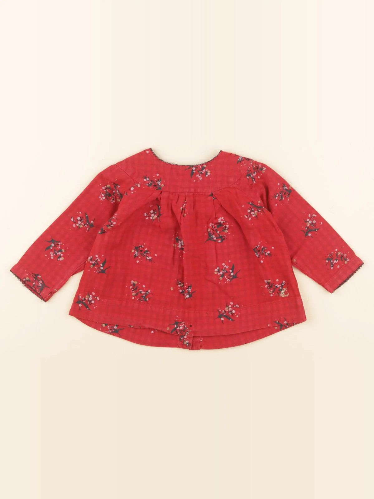 Petit Bateau - blouse rouge - 12 mois