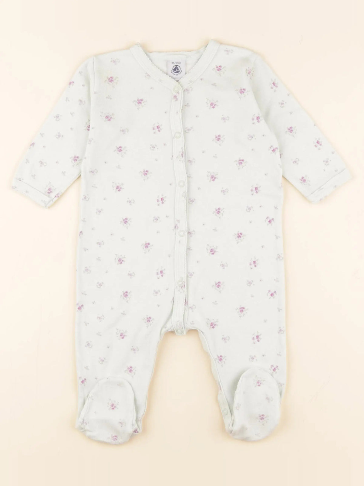 Petit Bateau - pyjama coton vert - 6 mois