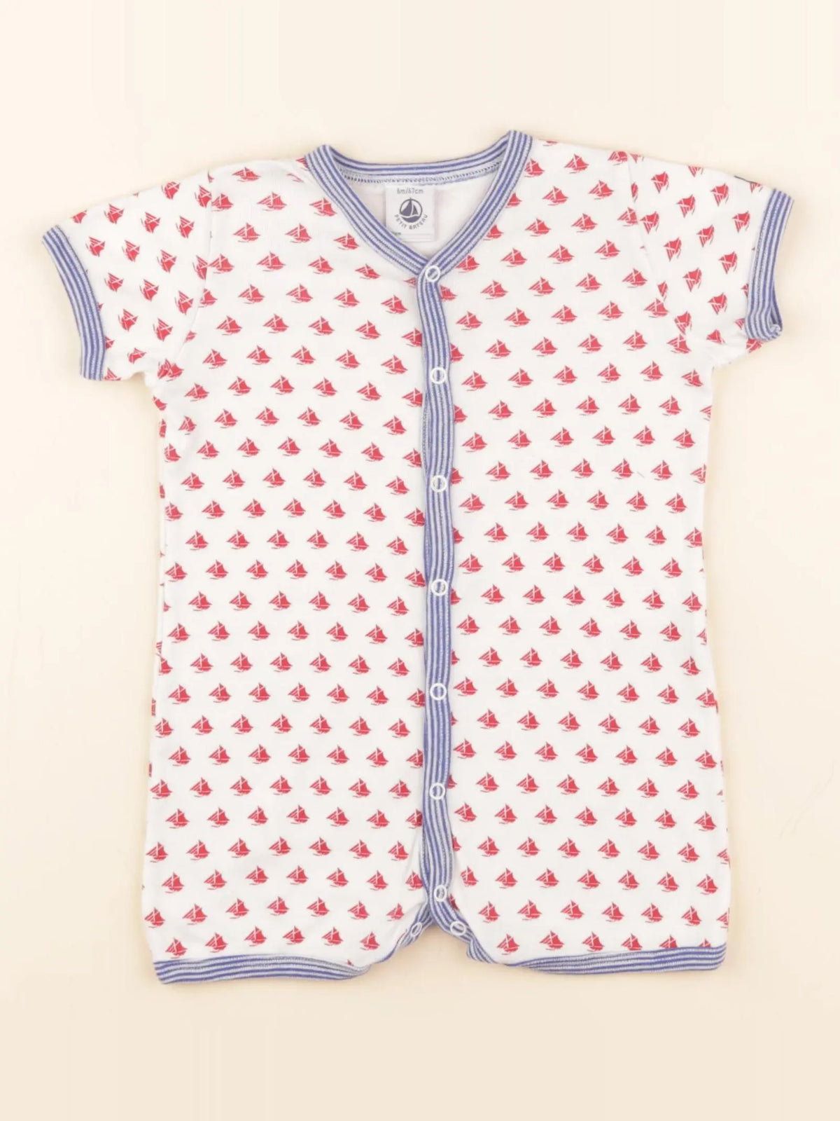 Petit Bateau - pyjama coton blanc - 6 mois