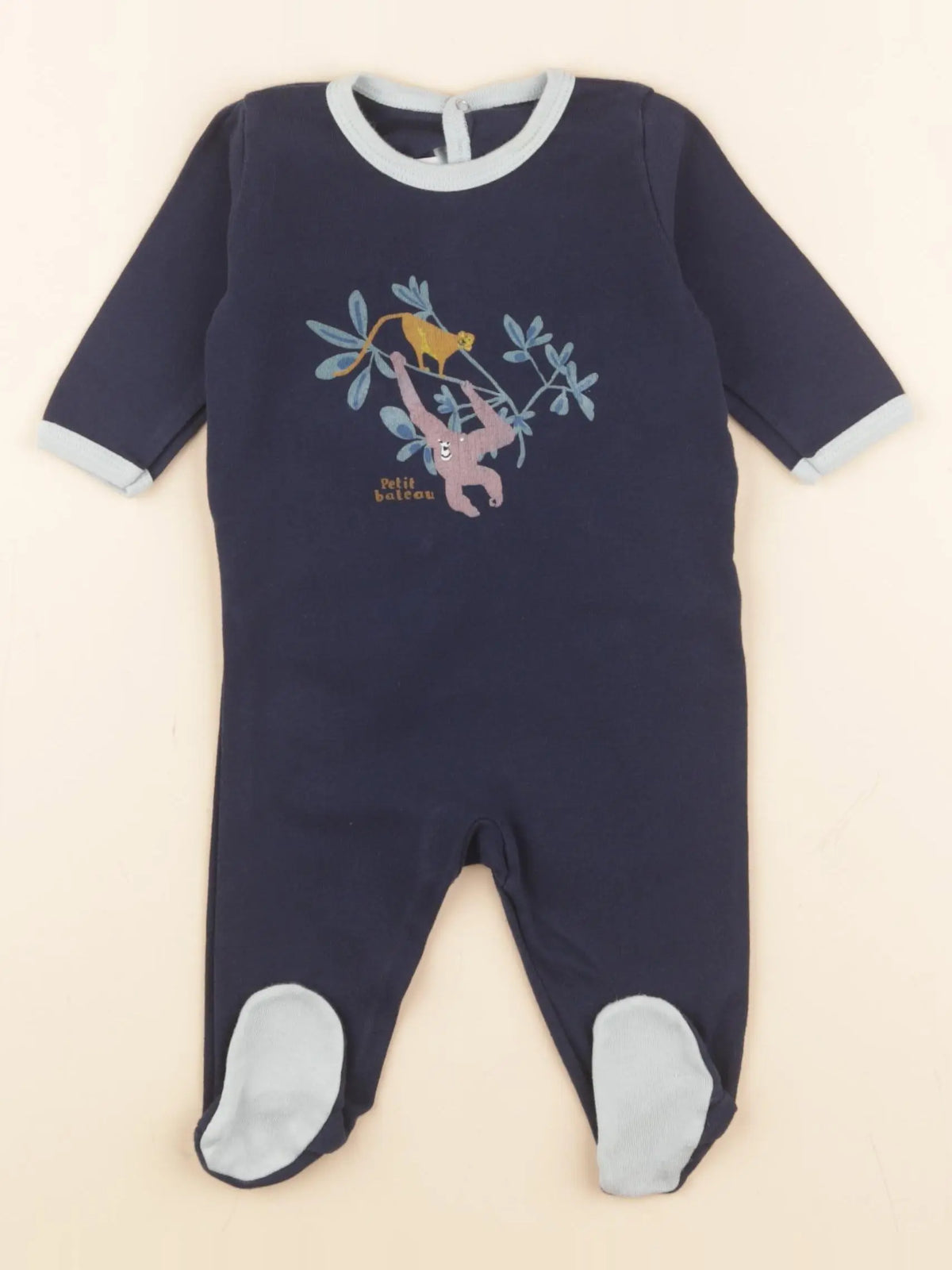 Petit Bateau - pyjama coton bleu - 3 mois
