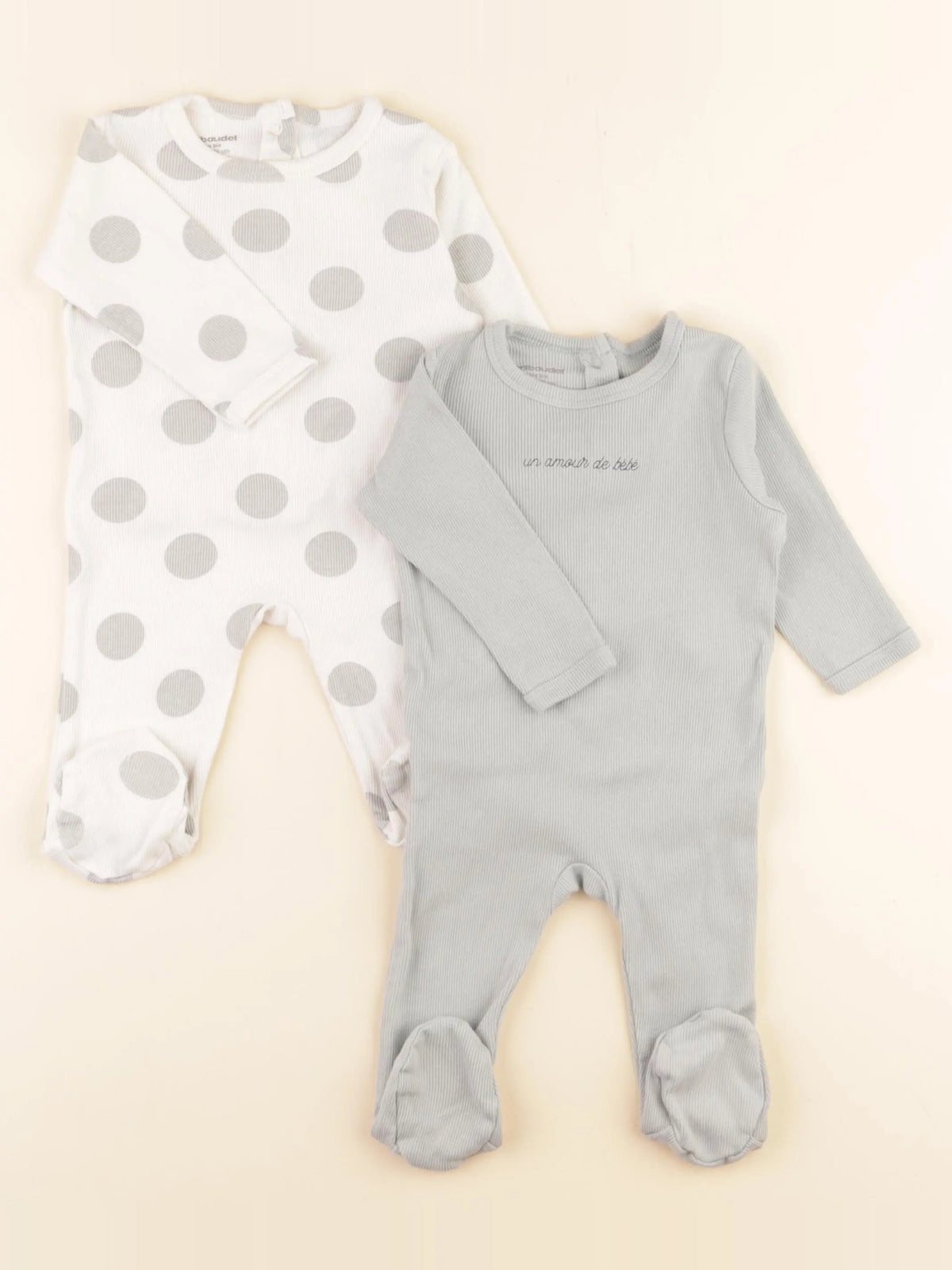 Vertbaudet - lot de 2 pyjamas coton vert, blanc - 3 mois