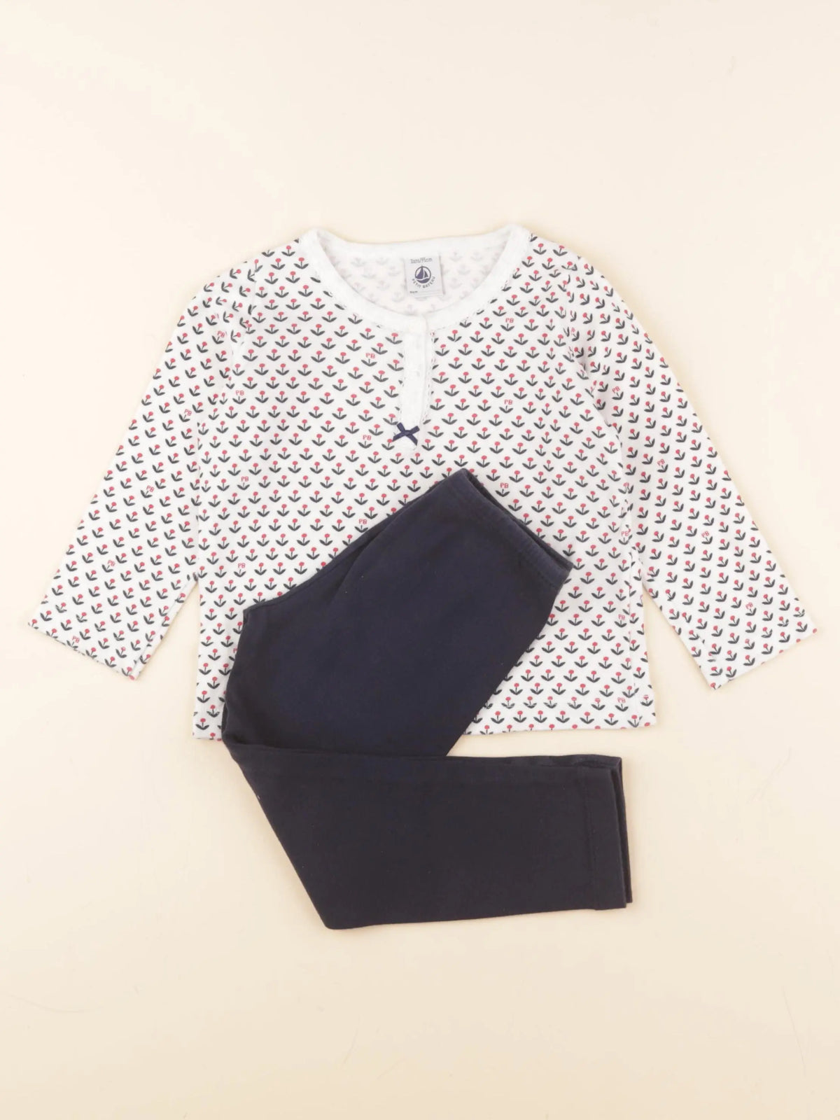 Petit Bateau - pyjama coton bleu, blanc - 3 ans