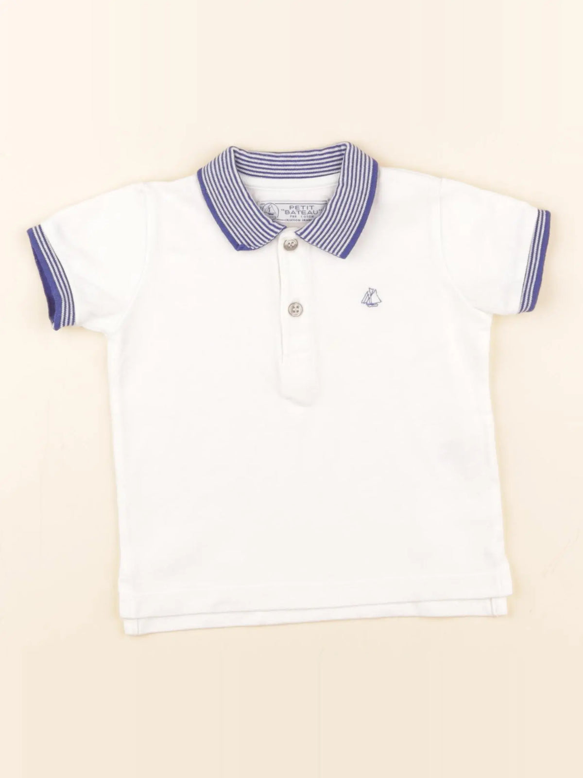 Petit Bateau - polo blanc - 18 mois