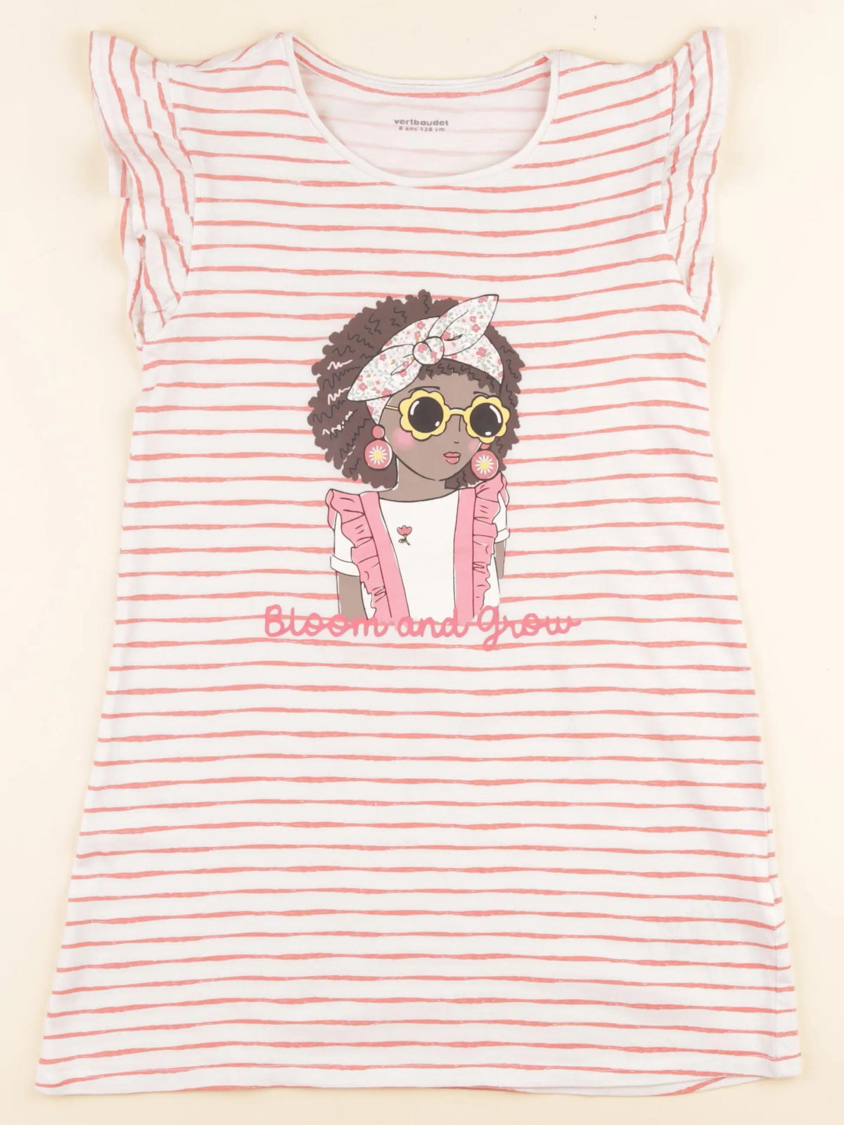 Vertbaudet - chemise de nuit coton rose - 8 ans