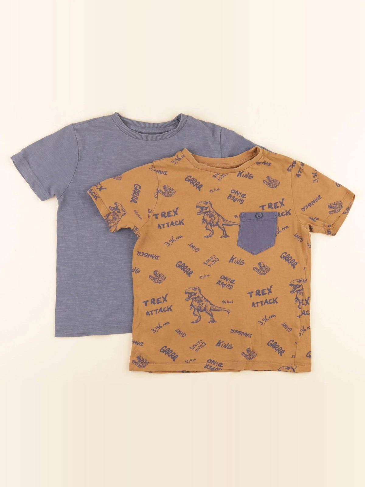 Vertbaudet - lot de 2 tee-shirts bleu, marron - 5 ans