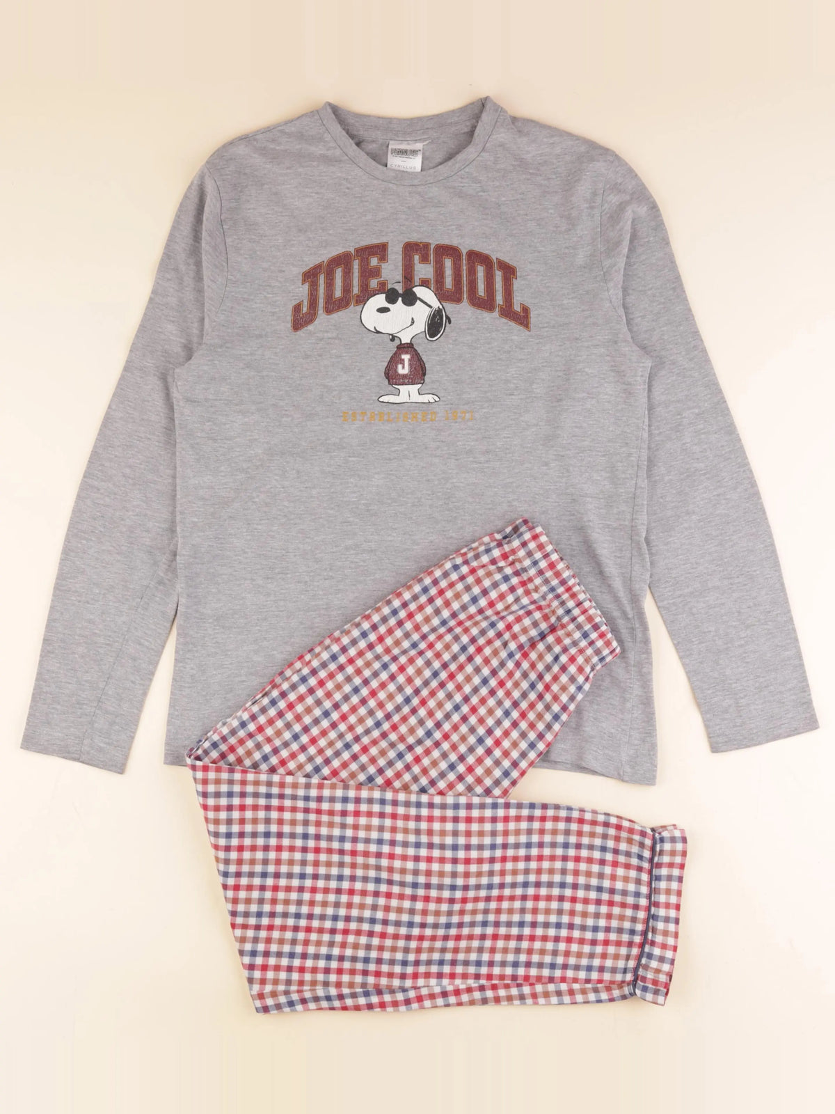 Cyrillus - pyjama coton gris, rouge - 12 ans