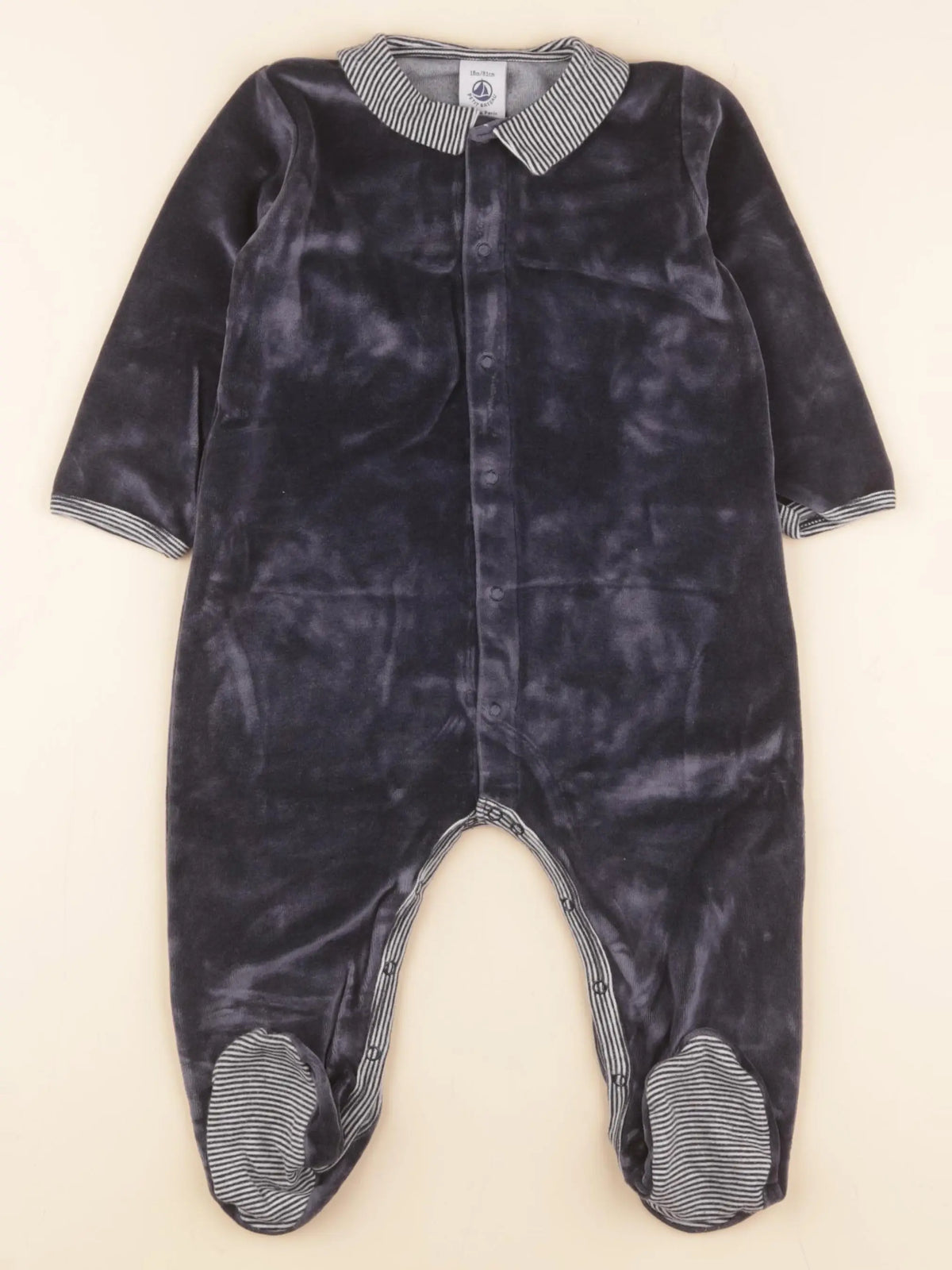 Petit Bateau - pyjama velours bleu - 18 mois