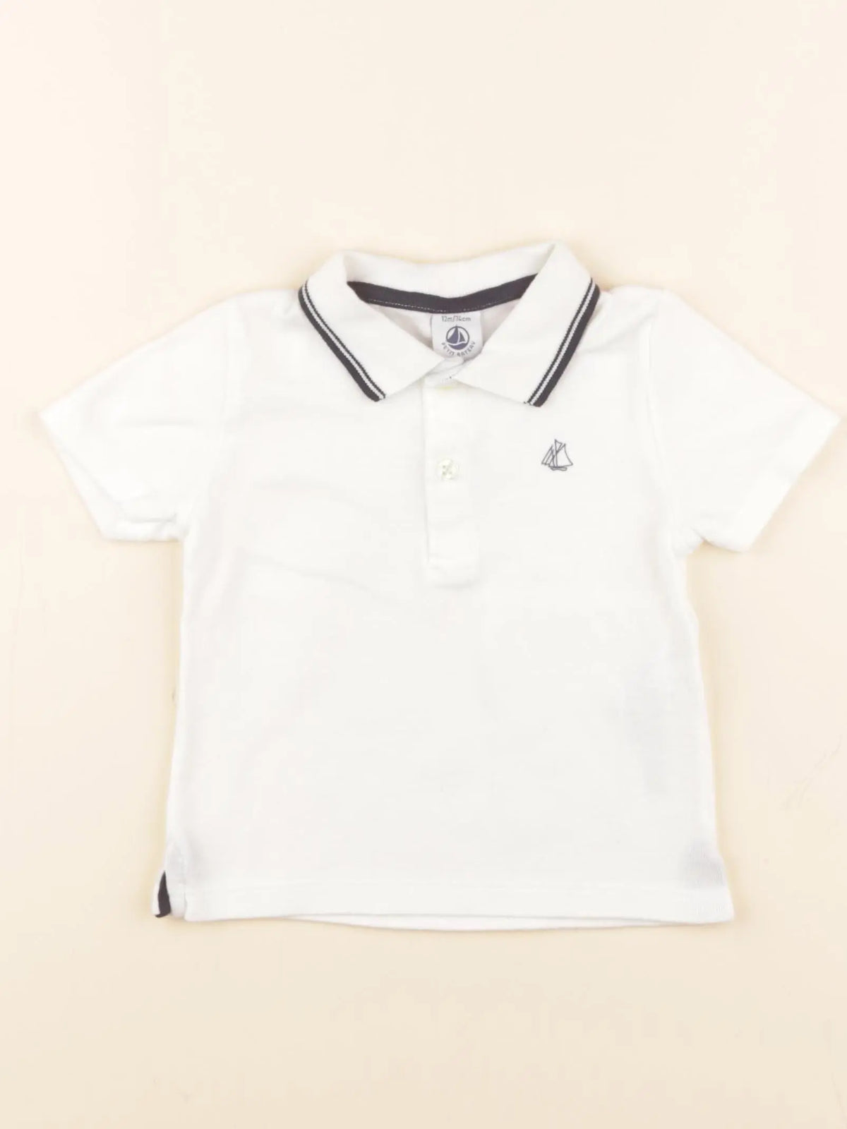 Petit Bateau - polo blanc - 12 mois