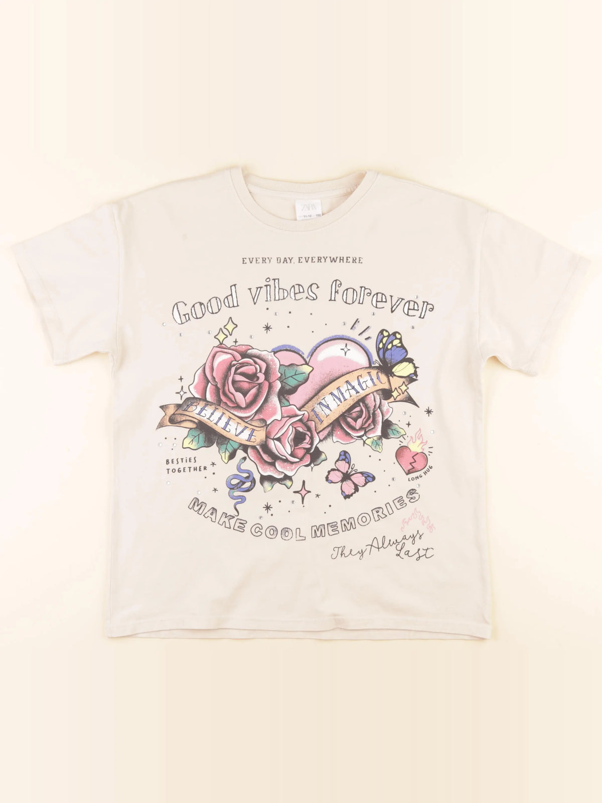 Zara - tee-shirt beige - 11/12 ans