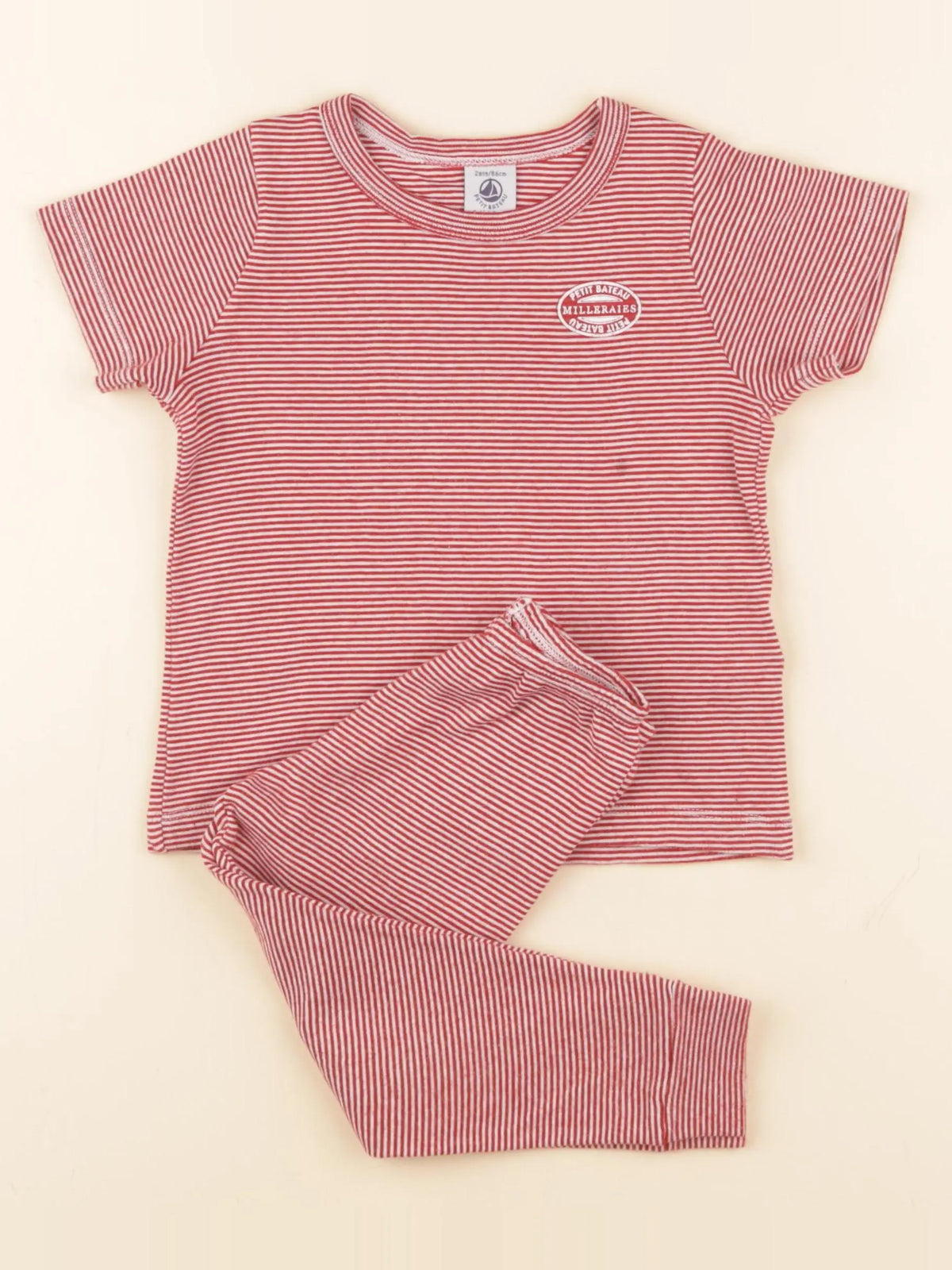 Petit Bateau - pyjama coton rouge - 2 ans