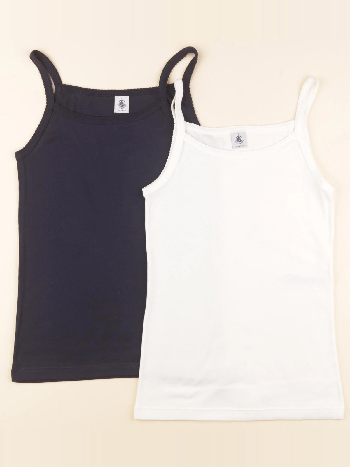 Petit Bateau - lot de 2 maillots de corps bleu, blanc - 16 ans