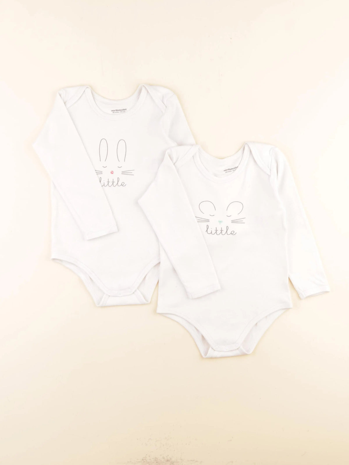 Vertbaudet - lot de 2 bodies en coton blanc - 36 mois
