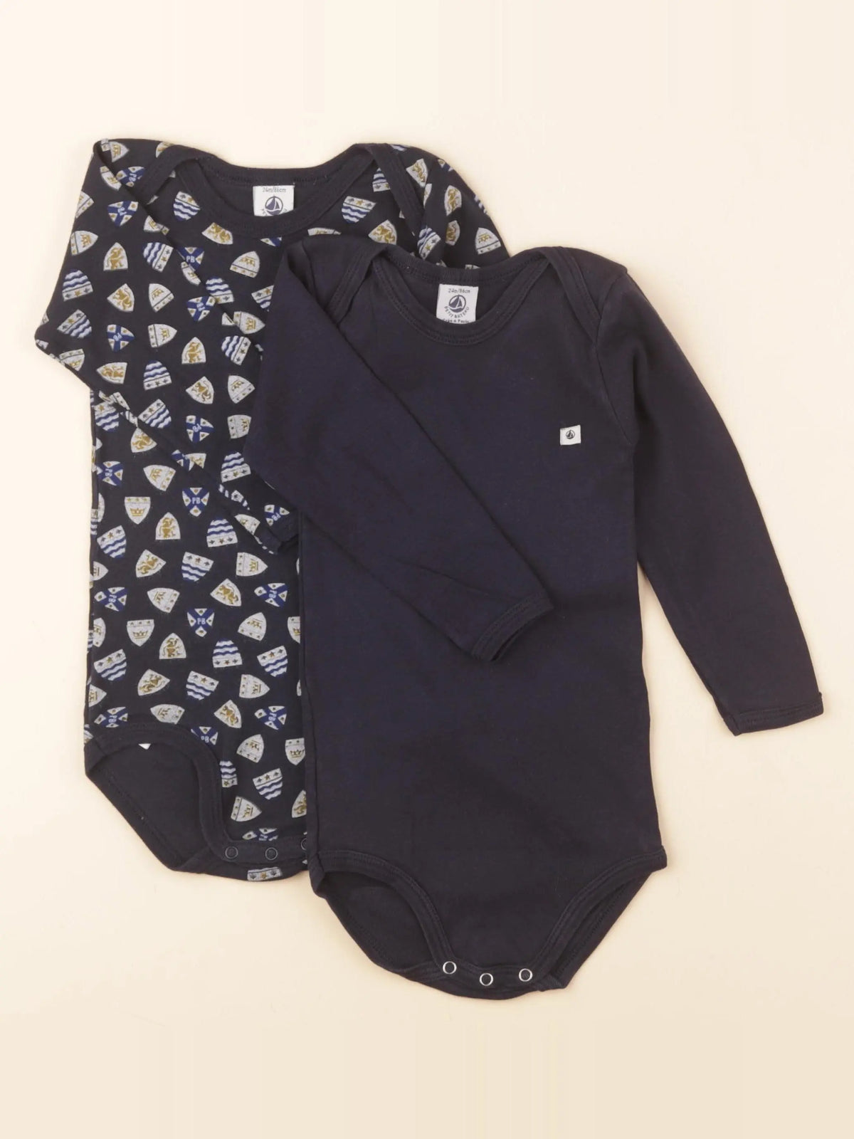 Petit Bateau - lot de 2 bodies en coton bleu - 24 mois