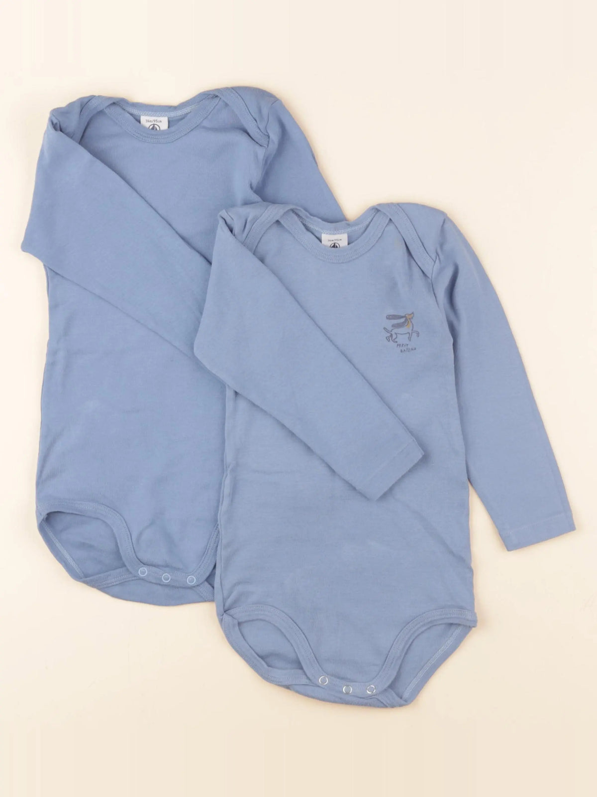 Petit Bateau - lot de 2 bodies en coton bleu - 36 mois