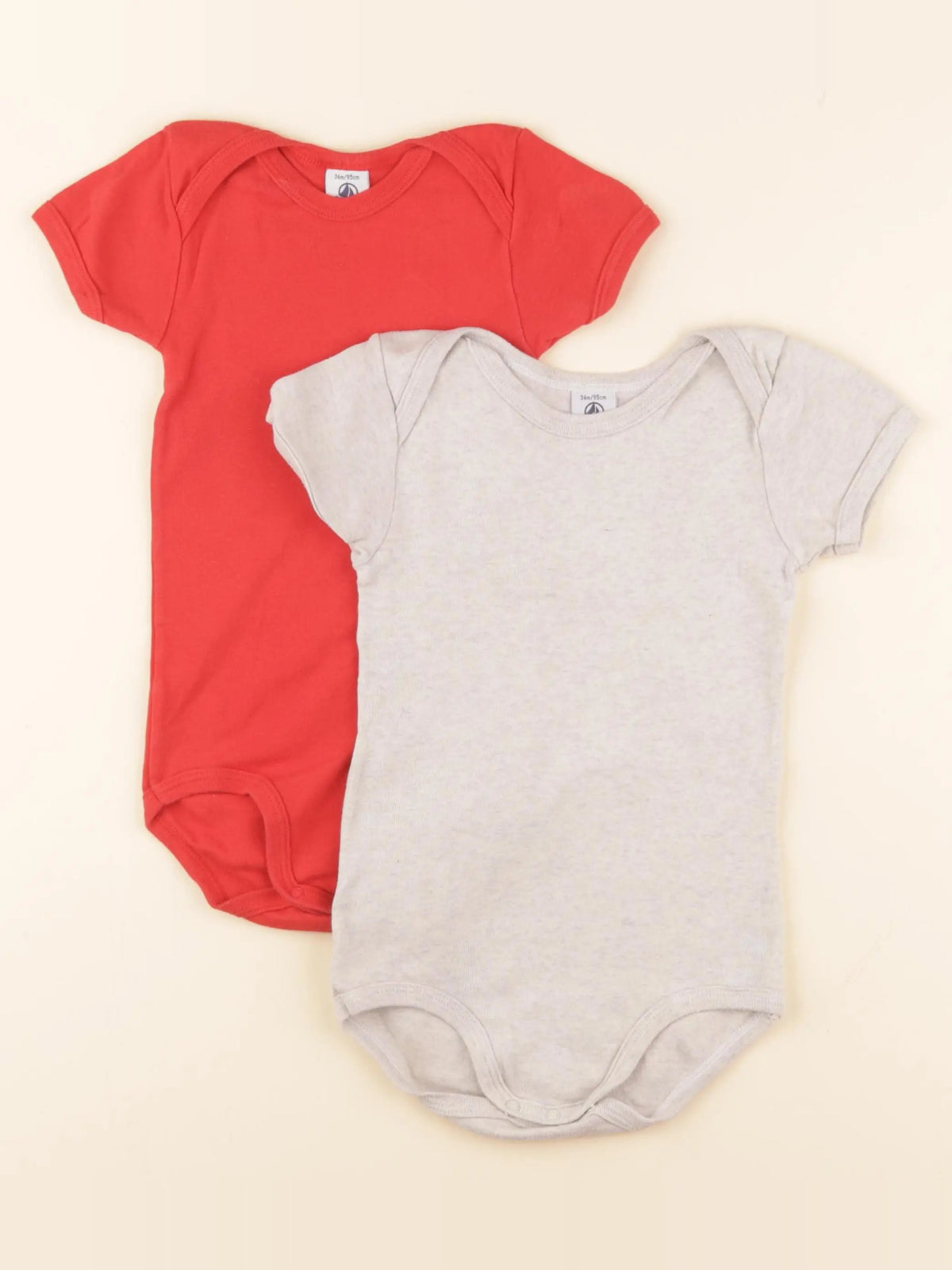 Petit Bateau - lot de 2 bodies en coton gris - 36 mois