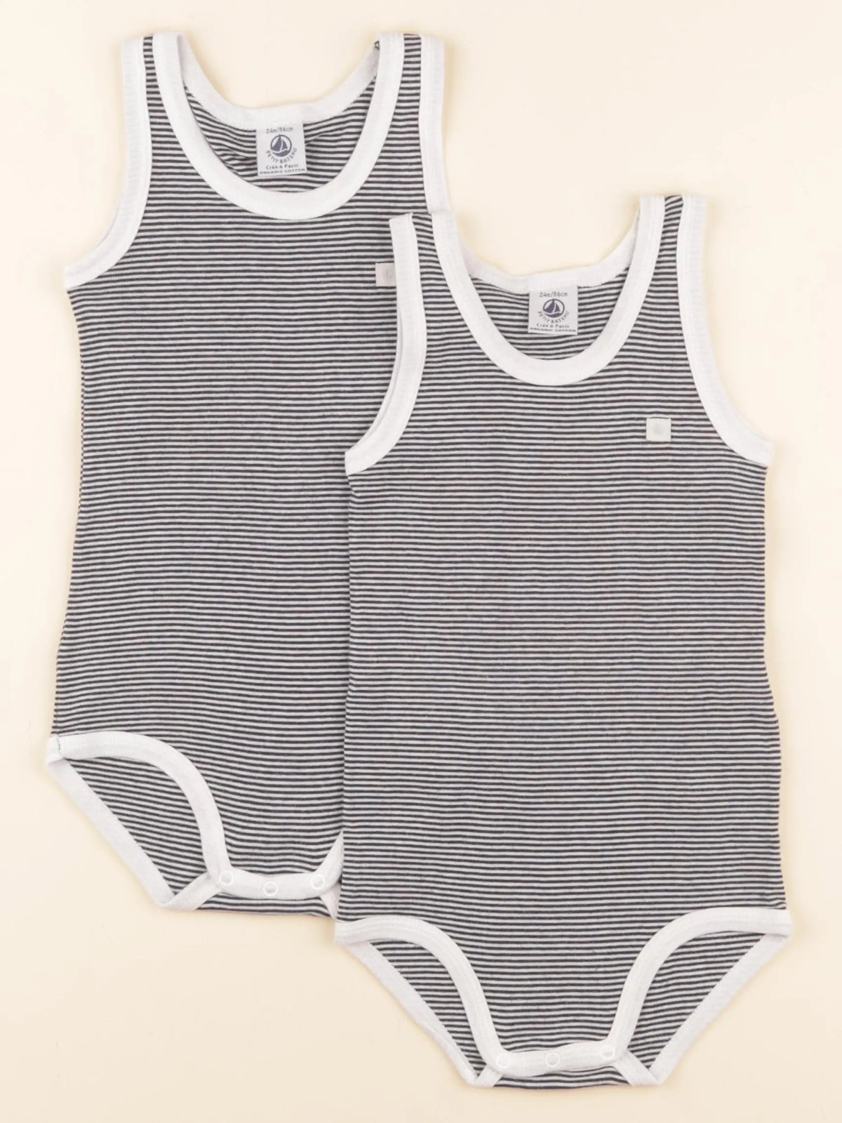 Petit Bateau - lot de 2 bodies en coton bleu - 24 mois