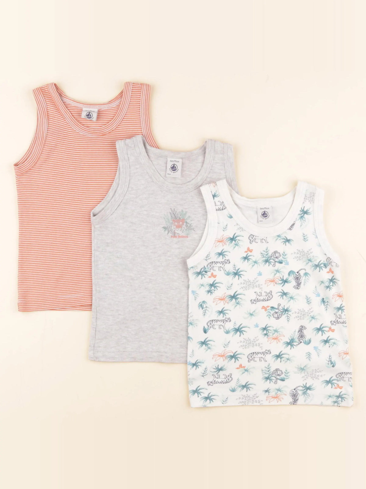 Petit Bateau - lot de 3 maillots de corps blanc - 3 ans