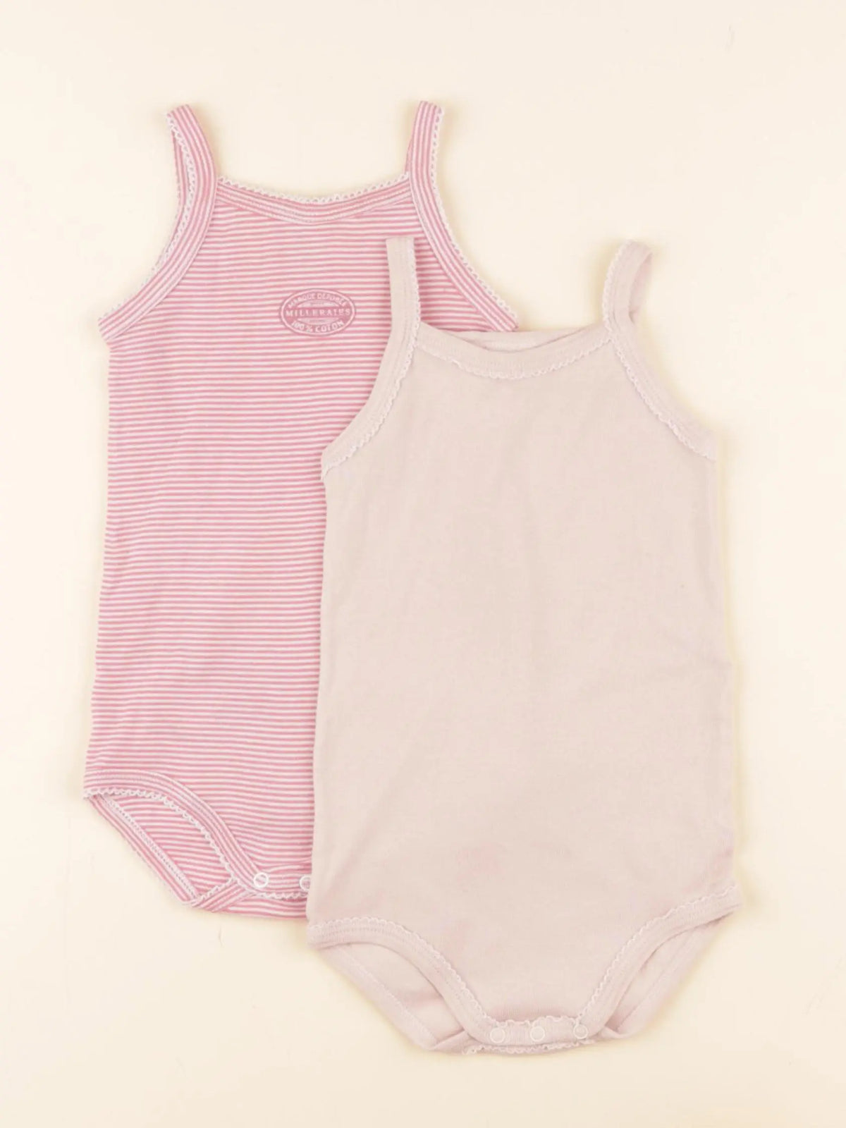 Petit Bateau - lot de 2 bodies en coton rose - 12 mois