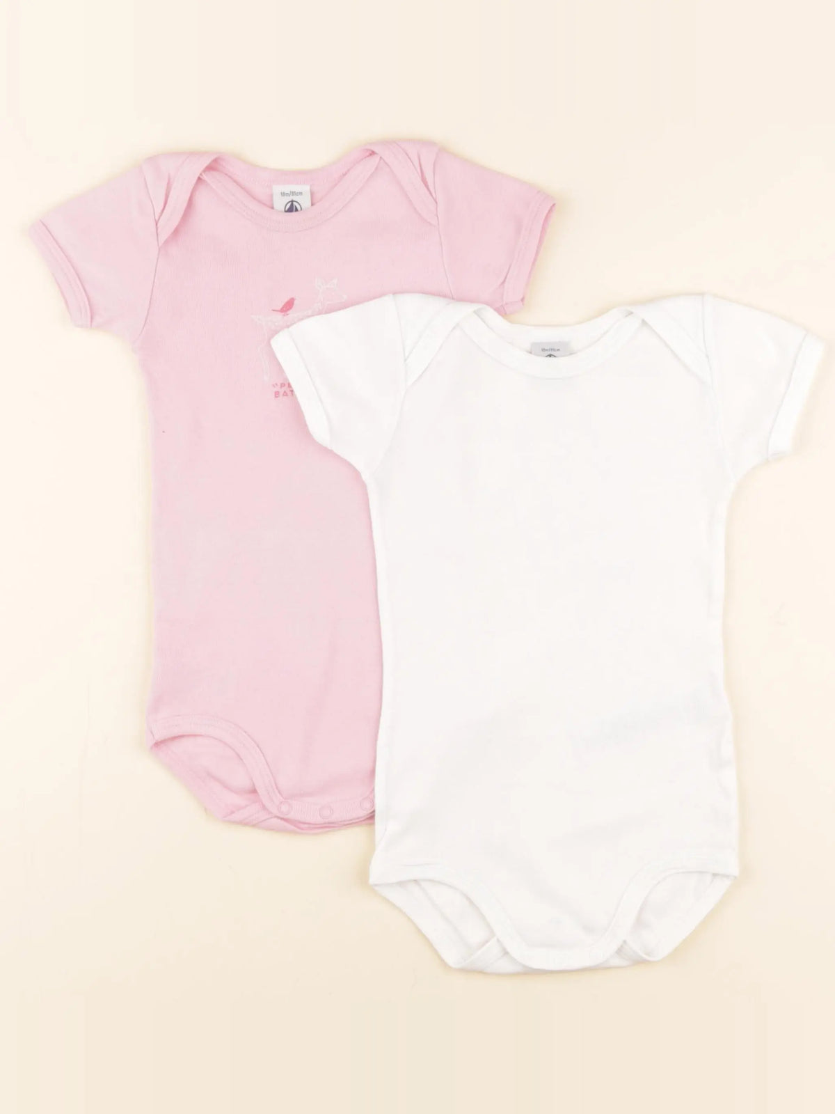 Petit Bateau - lot de 2 bodies en coton blanc - 18 mois