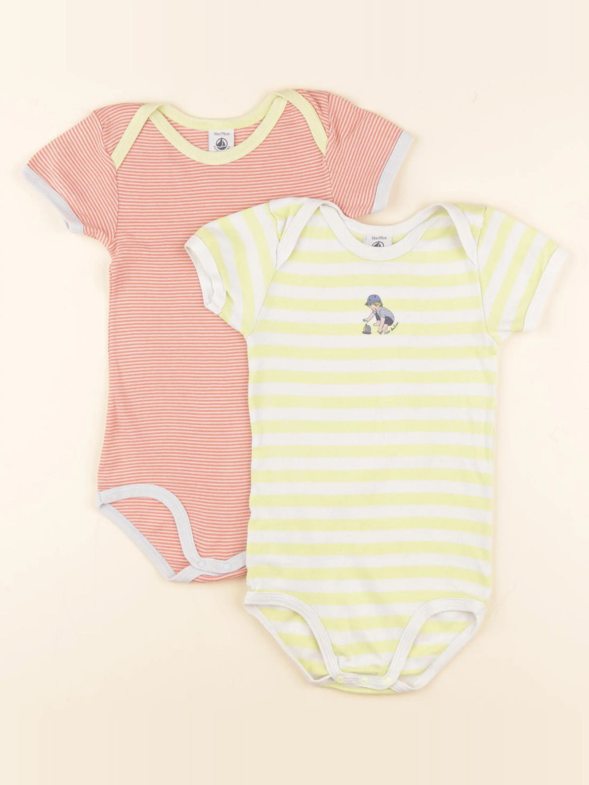 Petit Bateau - lot de 2 bodies en coton jaune - 36 mois