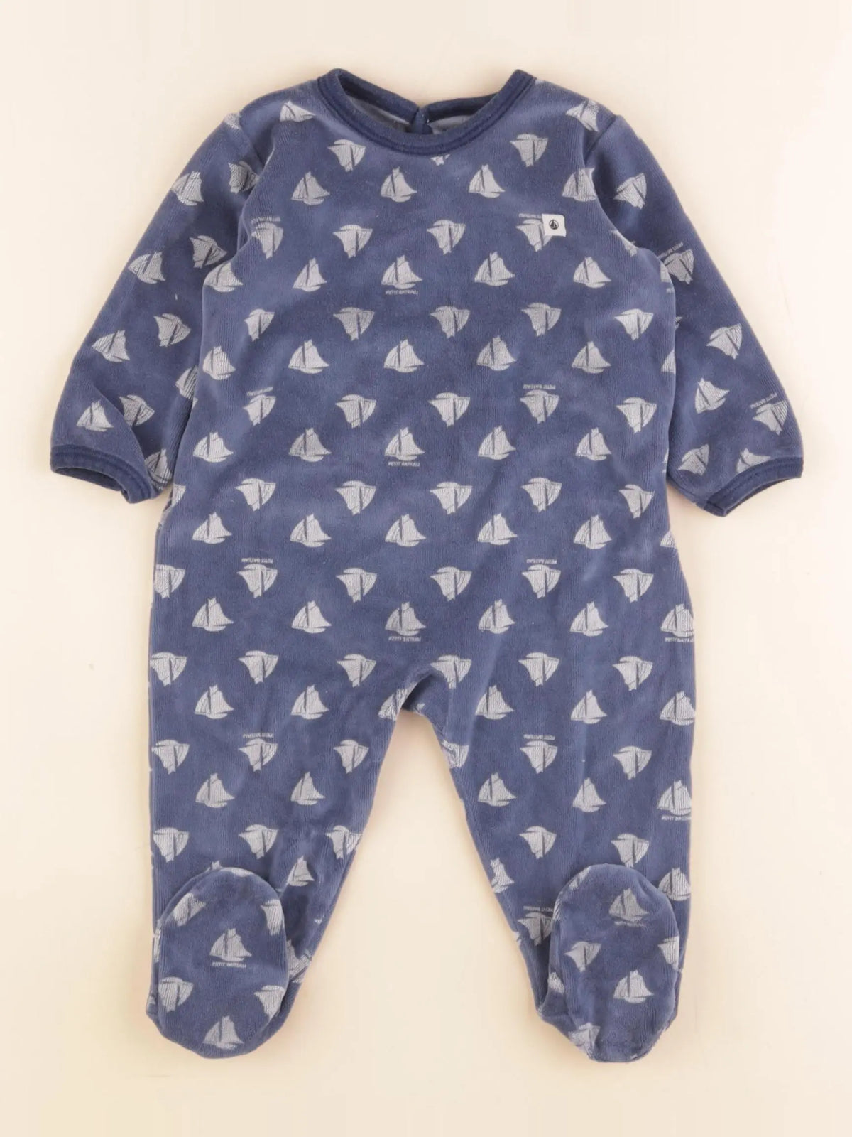 Petit Bateau - pyjama velours bleu - 9 mois