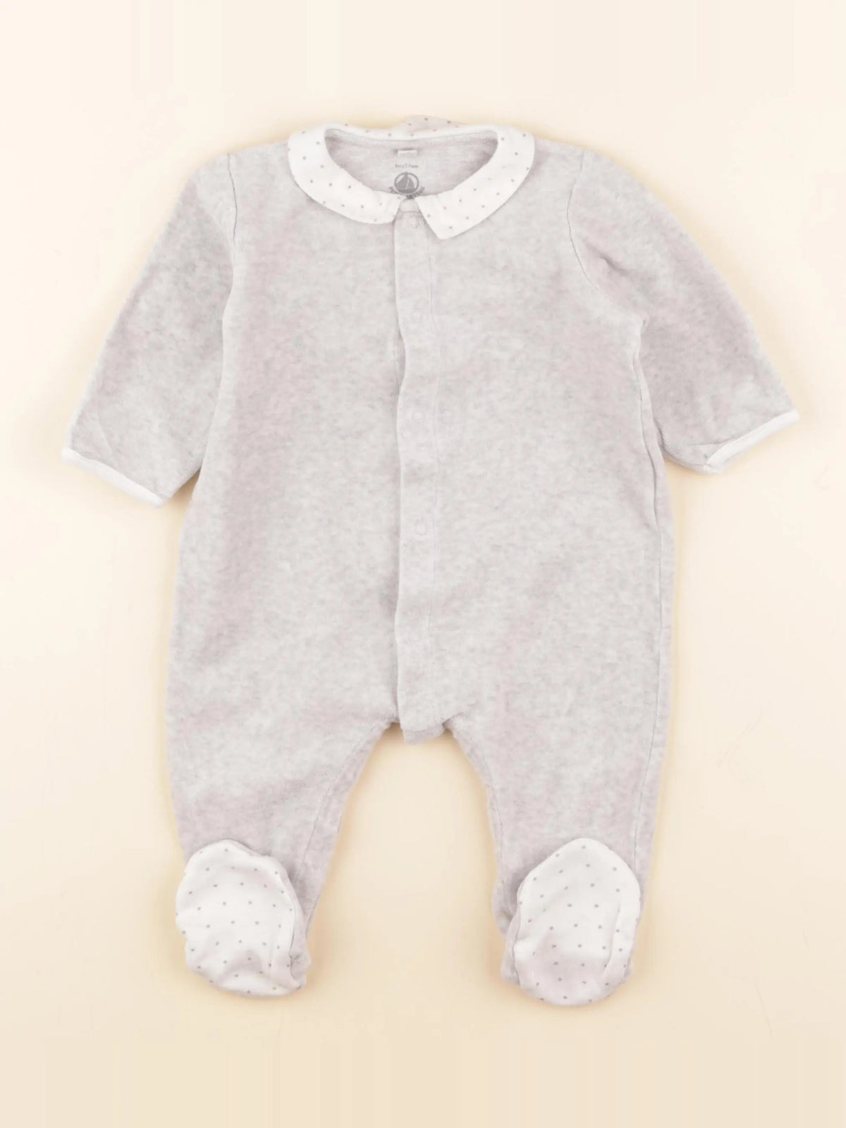 Petit Bateau - pyjama velours gris - 9 mois