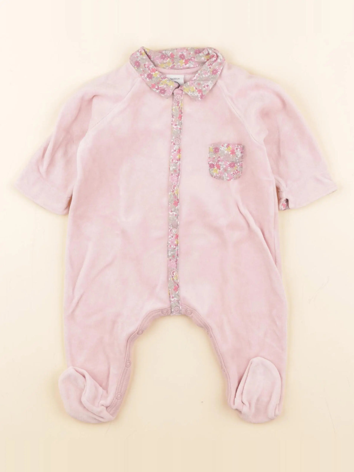 Petit Bateau - pyjama velours rose - 3 mois
