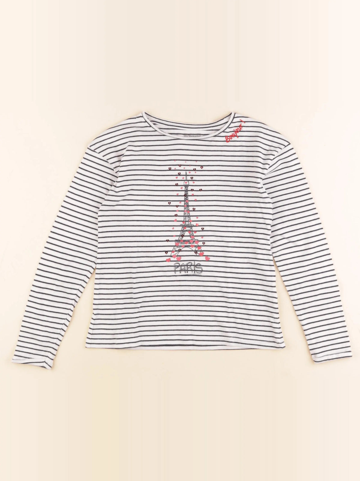 Vertbaudet - tee-shirt blanc, bleu - 8 ans