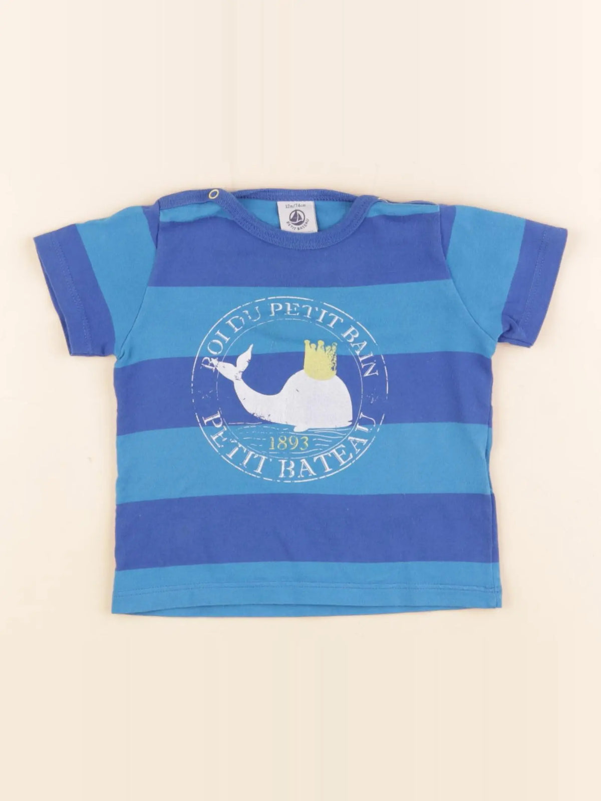 Petit Bateau - tee-shirt bleu - 12 mois