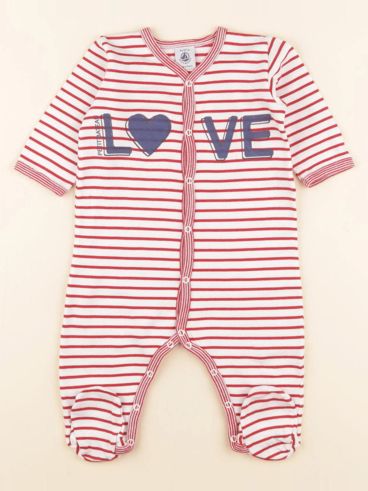 Petit Bateau - pyjama coton blanc - 6 mois